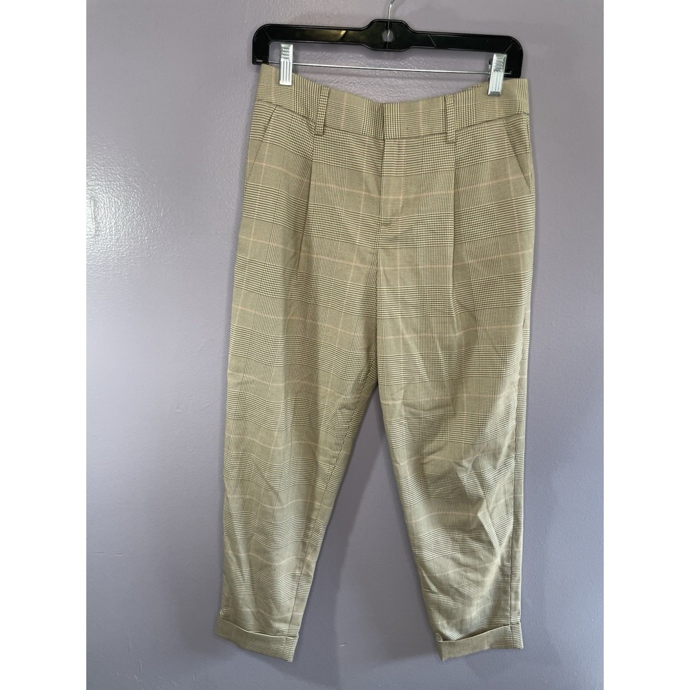 Banana Republic Tan Glen Plaid Ankle Trousers Size 4 Womens Business Casual